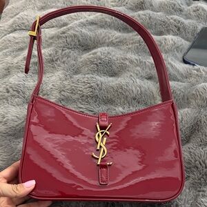 Yves Saint Laurent Burgundy Patent Shoulder Bag